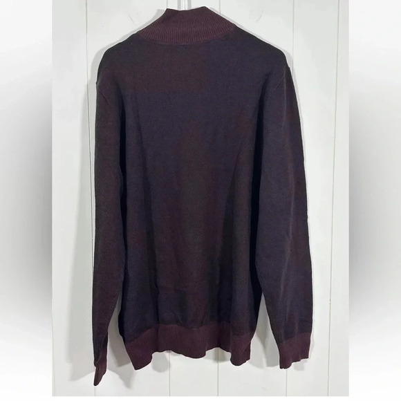 FAIRLANE burgundy Knit Pullover Sweater Mock Neck cotton cashmere Sz L - Picture 4 of 6